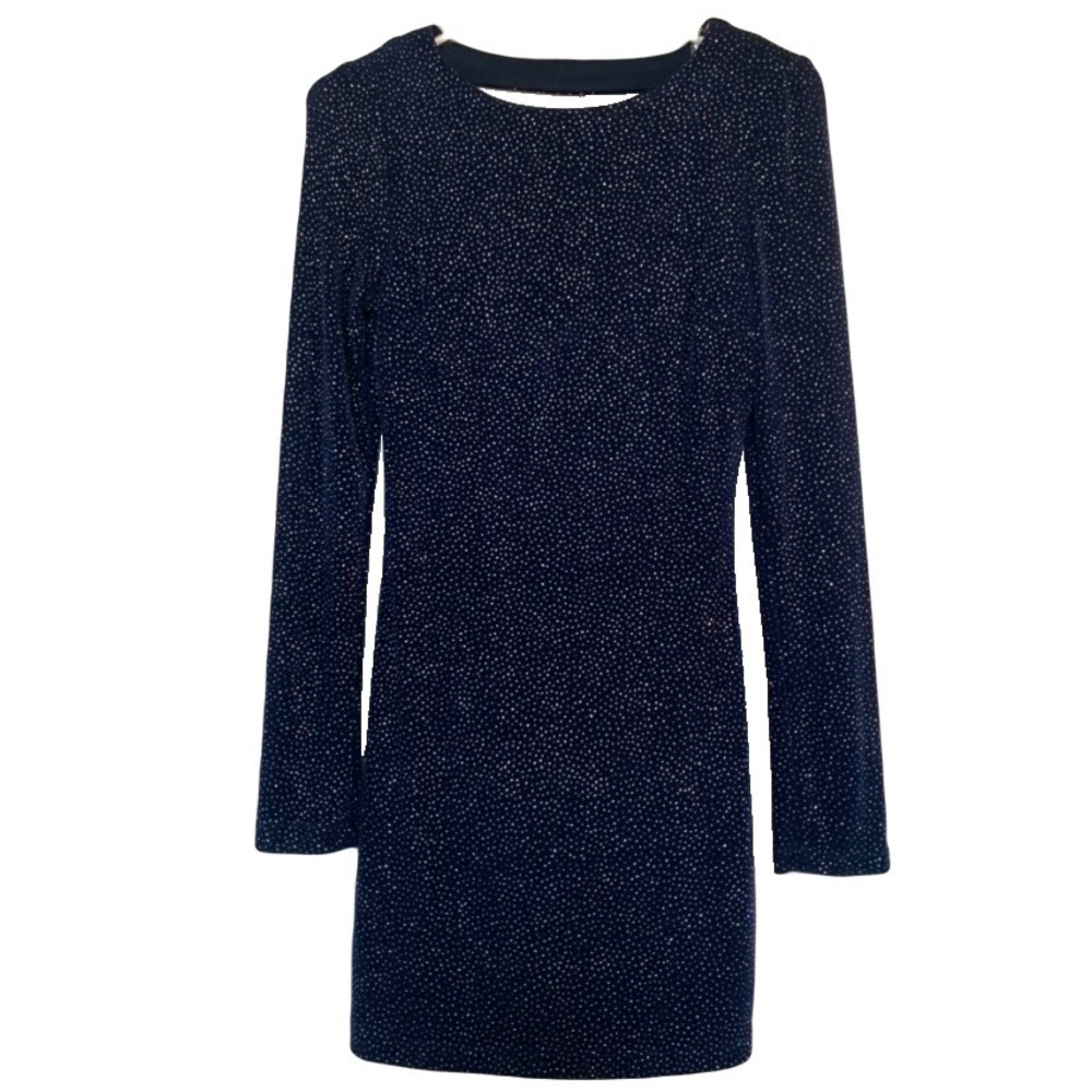 Long Sleeve Navy Mini Rhinestone Dress